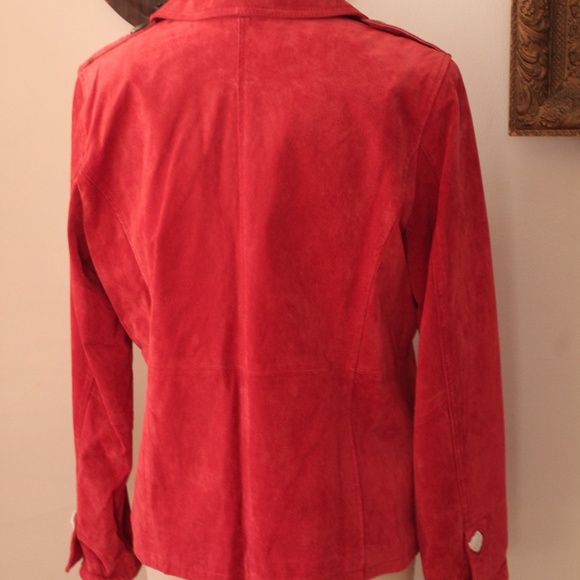 NWT Guillaume Red Suede Jacket with Hammered Metal Buttons - Picture 2 of 6